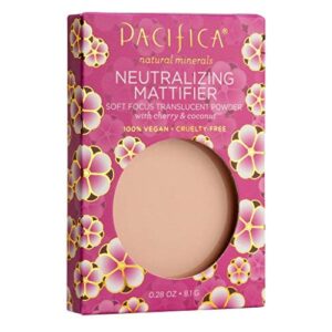 Pacifica Beauty, Neutralizing Mattifier Soft Focus Translucent Setting Powder, Cherry + Coconut, Sets Face Makeup, Natural Minerals, Oil Control, Talc + Mineral Oil Free, Vegan & Cruelty Free