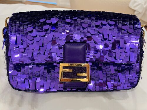 Fendi Purple Sequin Baguette