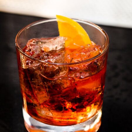 photo of a glass of negroni cocktail